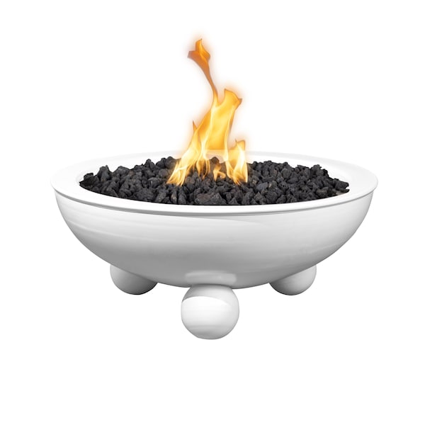 The Outdoor Plus 36 Round Sedona Fire Bowl - Powder Coated Metal - White - Match Lit - Liquid Propane OPT-36RPCRLFO-WHT-LP - main